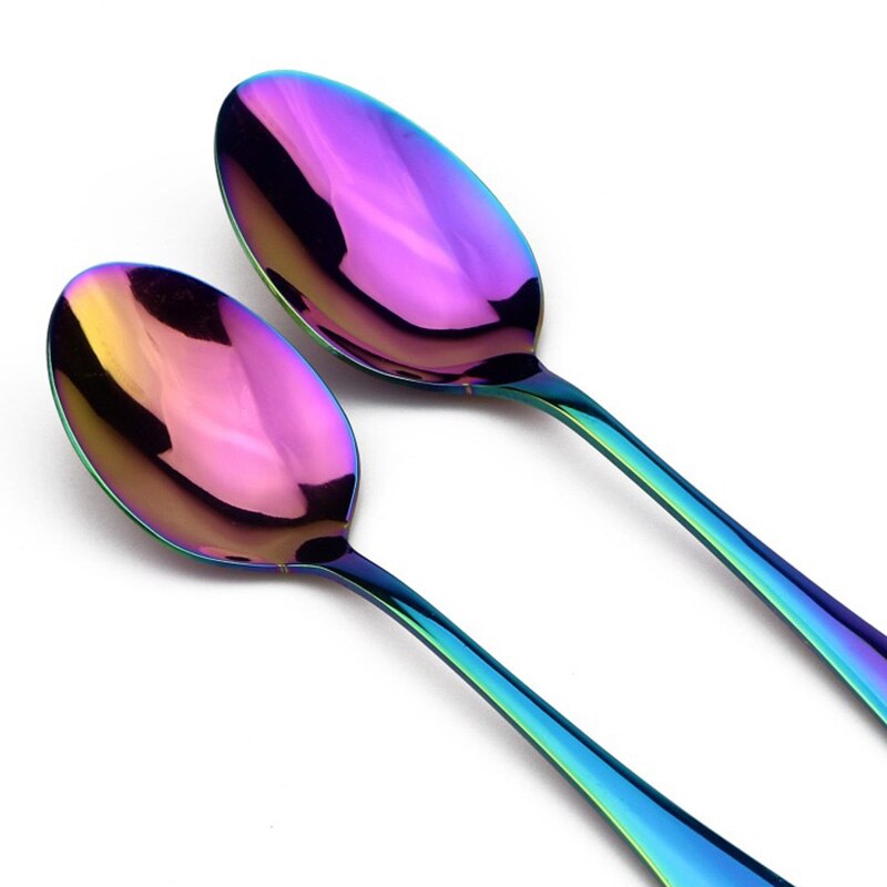 Juego de tenedor cuchara para postre, fruta, ensalada, 6 uds., cucharilla de café de acero inoxidable, tenedores para restaurante, , café, cubiertos