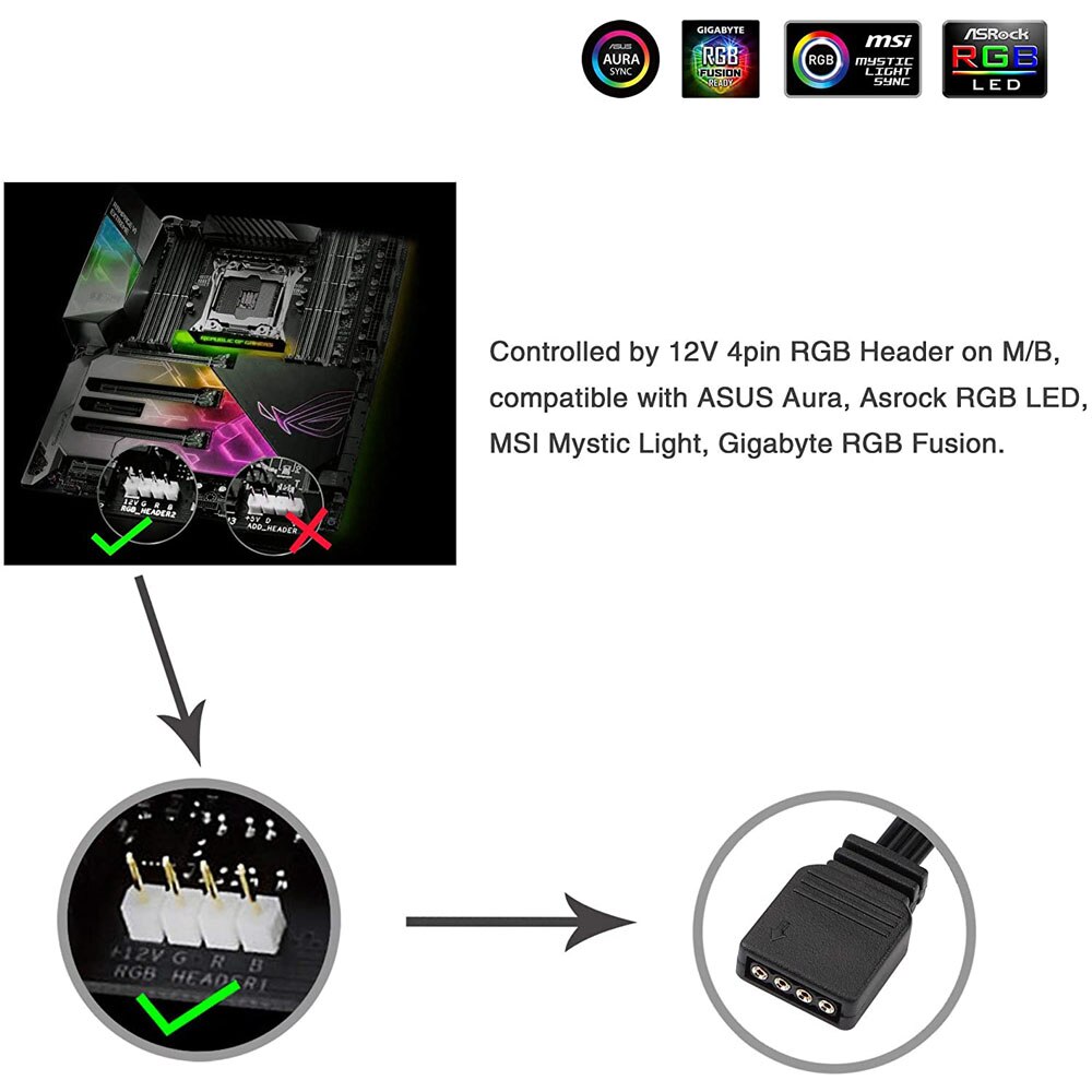 Argb 5V 3Pin/12V 4pin Rgb Strip Connector Geen Solderen Voor Msi Een Sus Asrock Aura Led voor Ws2812b/5050 3528 Rgb Strip Licht