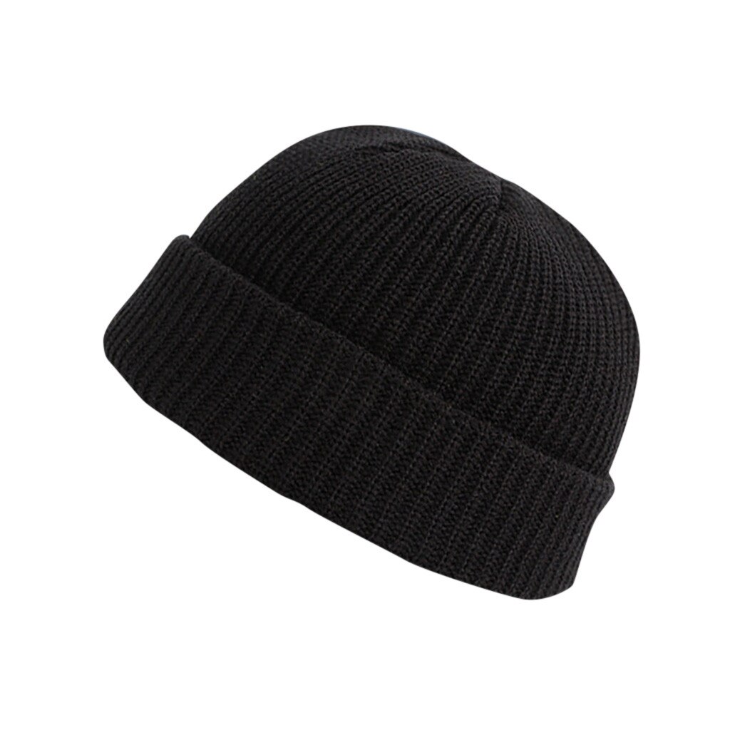 Gorros De lana para hombre y Mujer, gorros De invierno cálidos, casuales, De punto, De Color sólido, combina con todo, Unisex: Negro