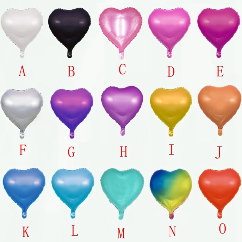50 pcs 18 inch helium Aluminium folie ballonnen 18 "hartvorm ballon Voor bruiloft decor Valentijnsdag levert 15 kleuren