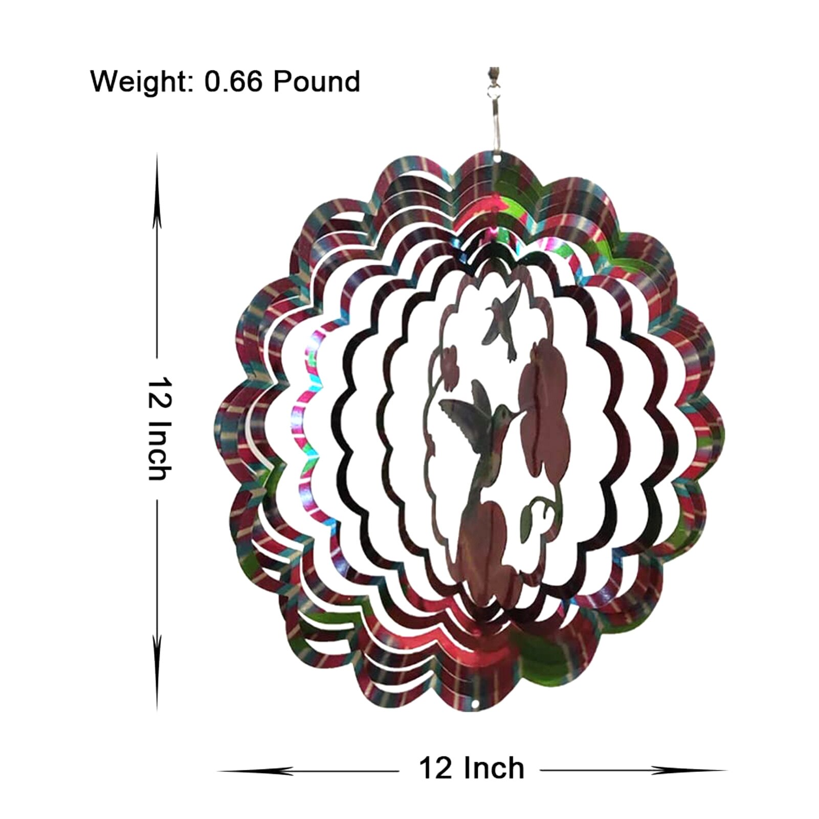 Metal Garden Little Bird Wind Spinner 12 Inch 3D Stainless Steel Outdoor Balcony Yard Spinner With Hanging Hook For Patio Garden