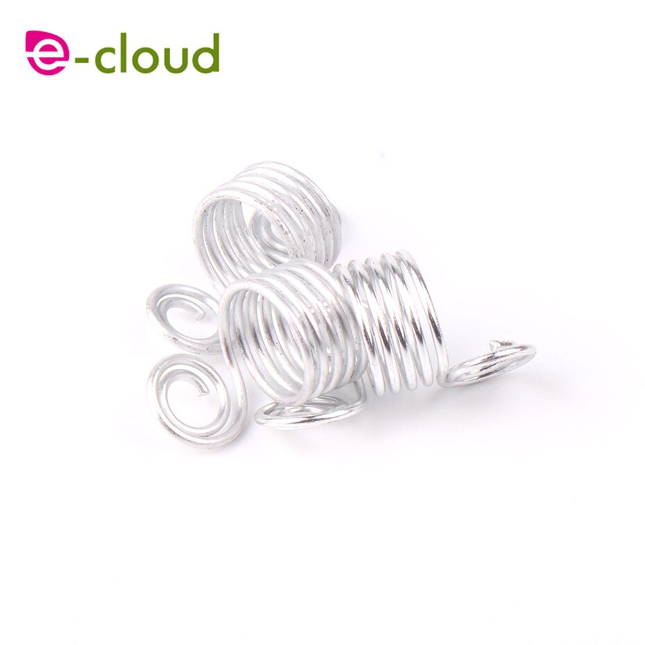 Gomas para el pelo de cobre para trenzas, envolturas para el cabello, gomas trenzadas, puños de Metal para trenzas, accesorios para el cabello (oro plateado), 50 unids/bolsa: 50pcs Silver