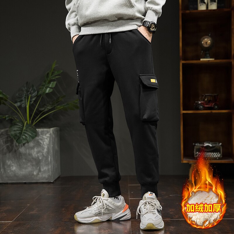 dicke Vlies Jogger Herren Hosen Baumwolle Schlauch Männlichen Winter Warme Samt Jogginghose Trainingsanzug Jogger Herbst Winter M-4XL