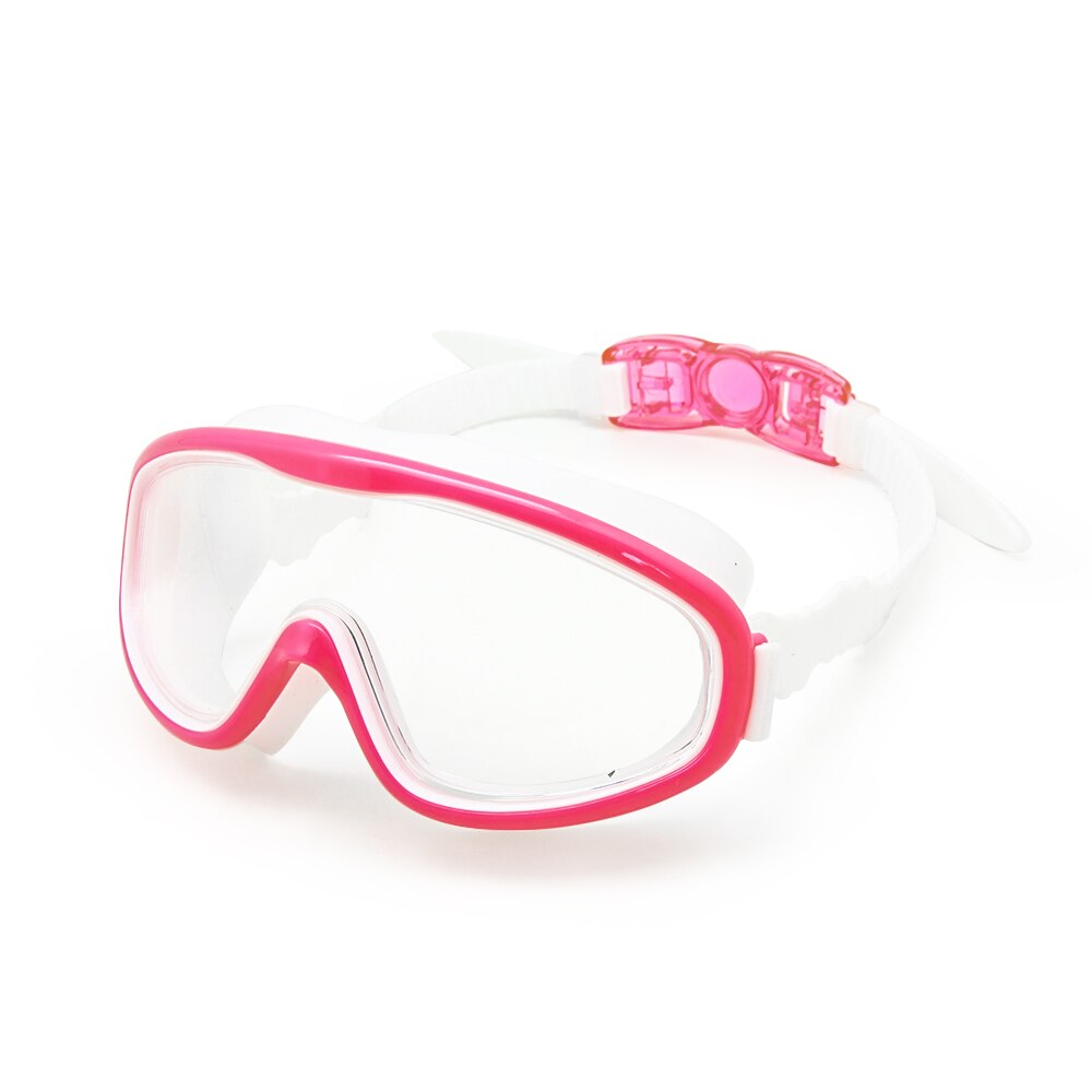 Børn svømmer beskyttelsesbriller børn 3-8y vidvinkel anti-tåge anti-uv snorkling dykning maske ørepropper udendørs sport: Lyserød