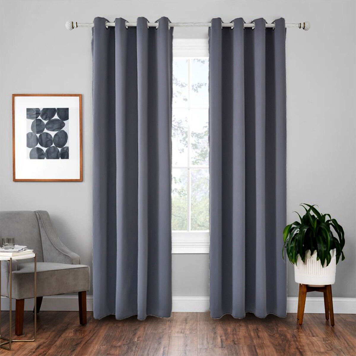 Blackout Curtain, Darken Insulated Curtains, Solid Color Anti-Sun Blackout Living Room Bedroom Single Ornament: Dark Grey / 107X160cm
