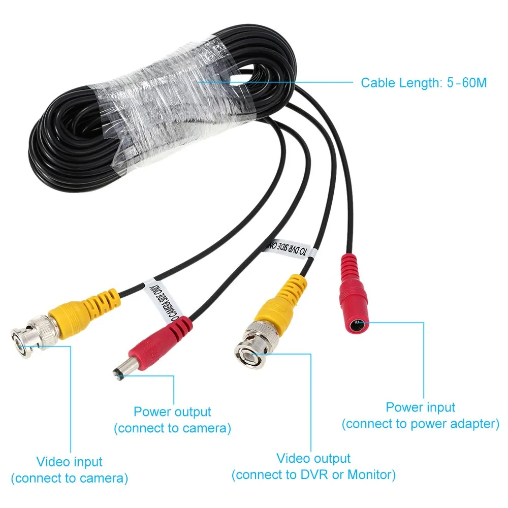 Kable kamery AHD 5M/10M/15M/20M/30M wyjście kabla BNC dla kabelu wtyczki DC dla analogowego AHD CCTV DVR Drop Shipping