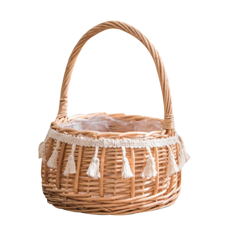 Handgemachte Natürliche Rattan Gewebt Blume Hand Korb Heimat Küche Garten Gemüse Lagerung Container Pflanzer Halfter