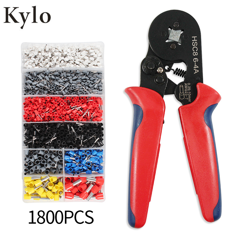 Self-Adjustable Crimping Plier + Crimping Terminals Connector Sets 0.25-10mm2 Wire Cable Press Pliers Ratchat Wire Crimping Tool