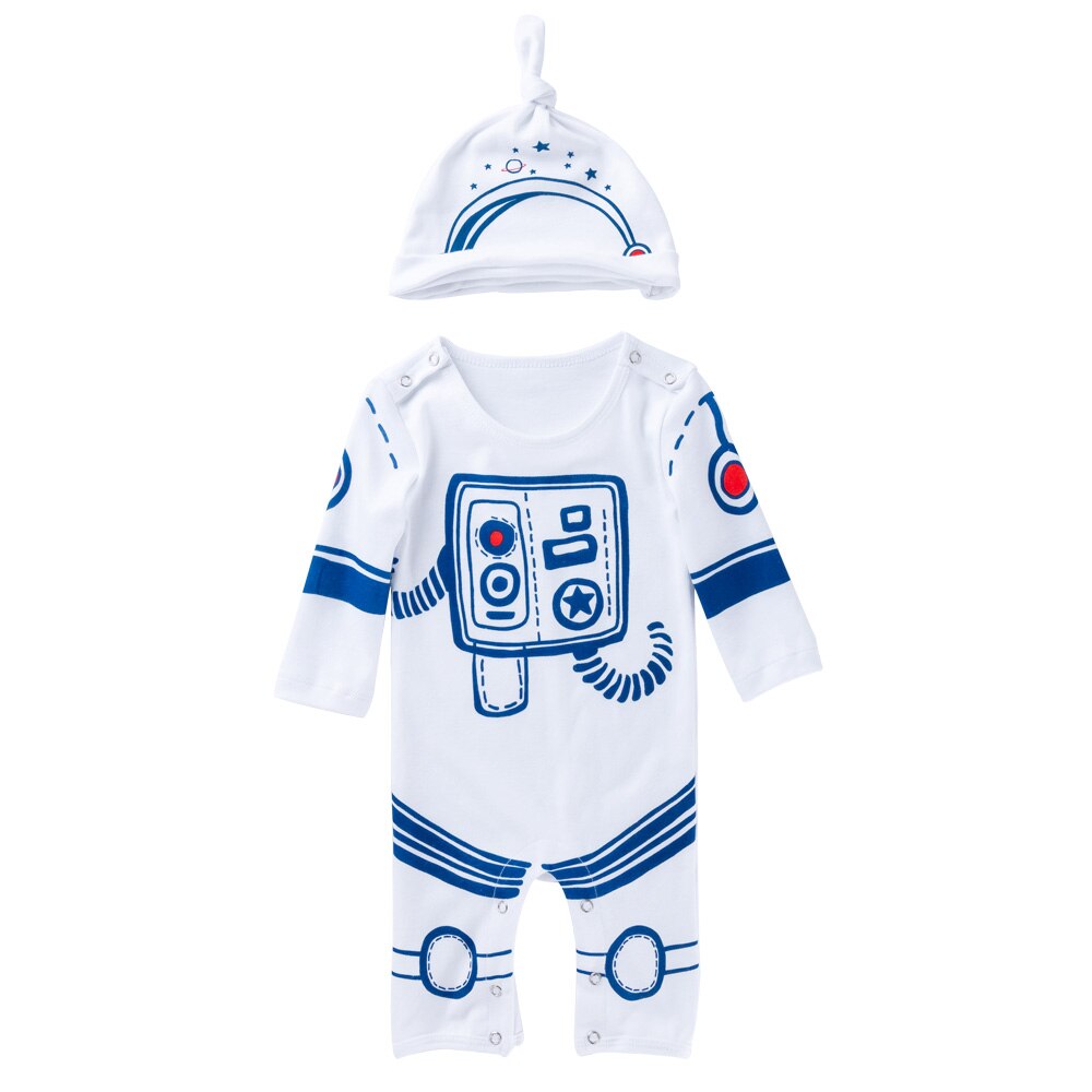 Vêtements d'astronautes de dessin animé pour bébé garçon/fille de 0 à 24 mois, chapeau + combinaison en coton à manches longues, combinaison pour -né: 6M