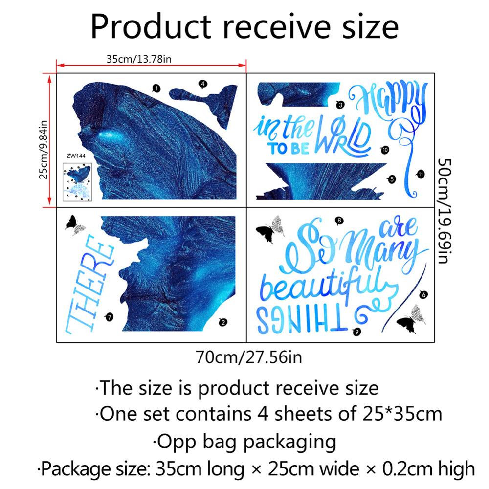 Blue Butterfly Wall Stickers Bedroom Living Room Sofa Background Decoration Wallpaper Art Word Decals For Home Stickers