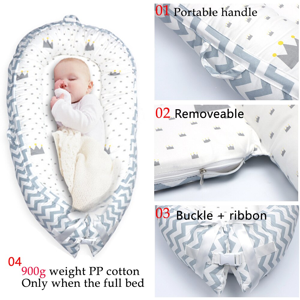 Baby Nest Bed Portable Crib Infant Toddler 100% Cotton Fabric Bed Cradle for Newborn Cots Nursery Washable