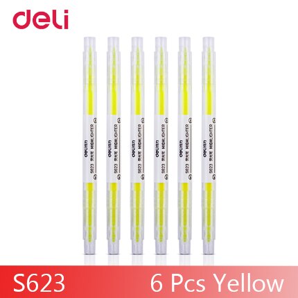 Deli creatieve dual head 6 gekleurde fijne borstel markeerstift met onzichtbare inkt voor school kantoor scribble teken markers: 6 pcs yellow