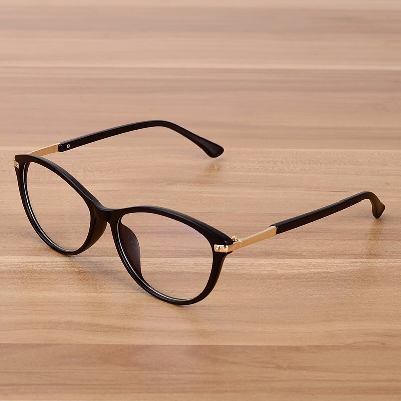 Imwete Klar Brille Rahmen Frauen Männer Jahrgang Katze Auge Optische Spektakel Brillen Rahmen transparent Objektiv Brillen retro Damen: matt Schwarz