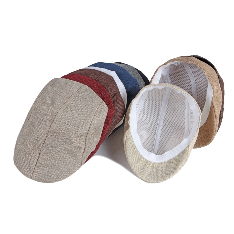 Summer Mesh Berets Hat For Men Solid Black White Breathable Newsboy Cap Women Retro Painter Cap Thin Flat Herringbone Hat Boina