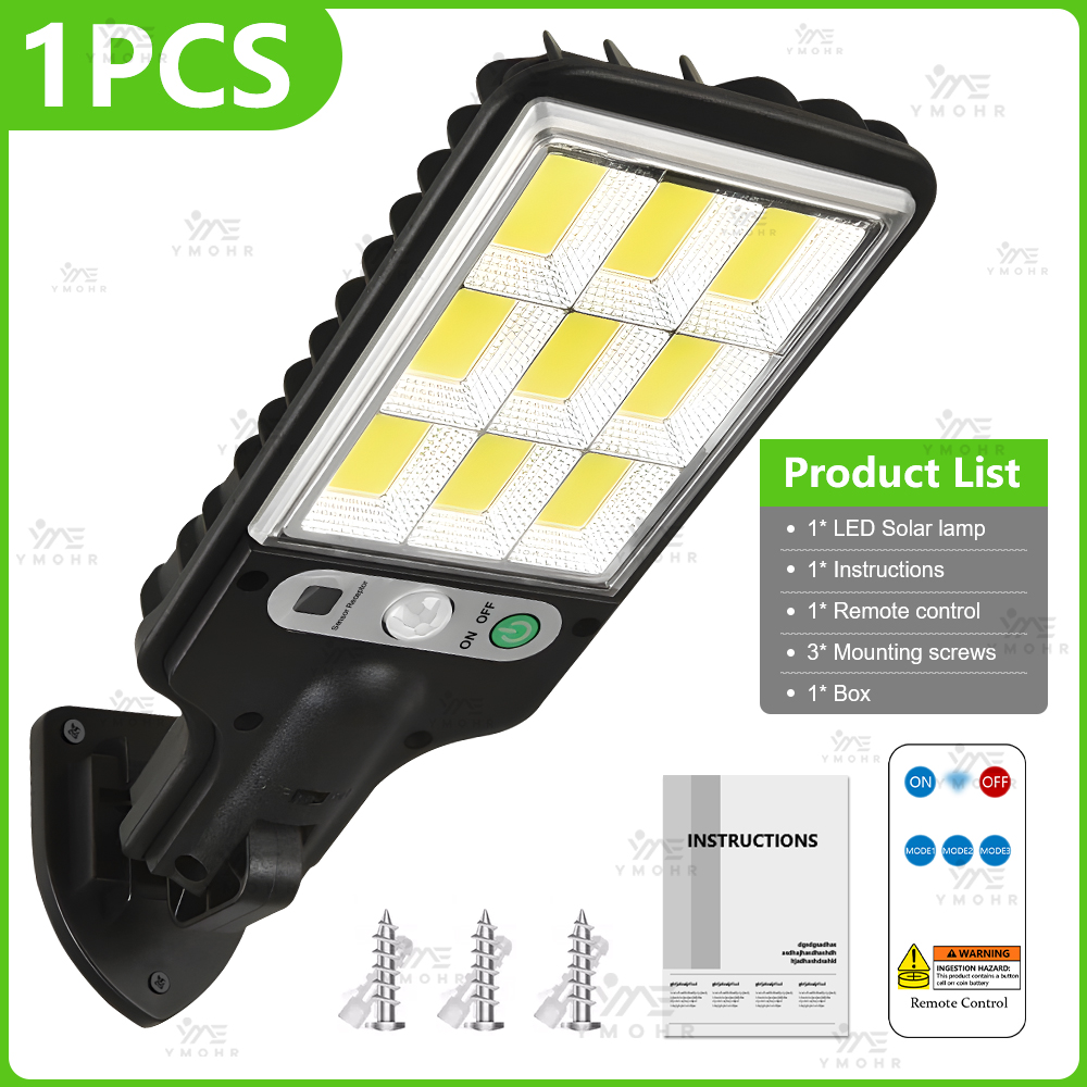 Super Bright Solar Outdoor LED Lamp Motion Sensor Exterior Light High Power Waterproof Lights Wall Street Garden Decoration Lamp: sunny yellow
