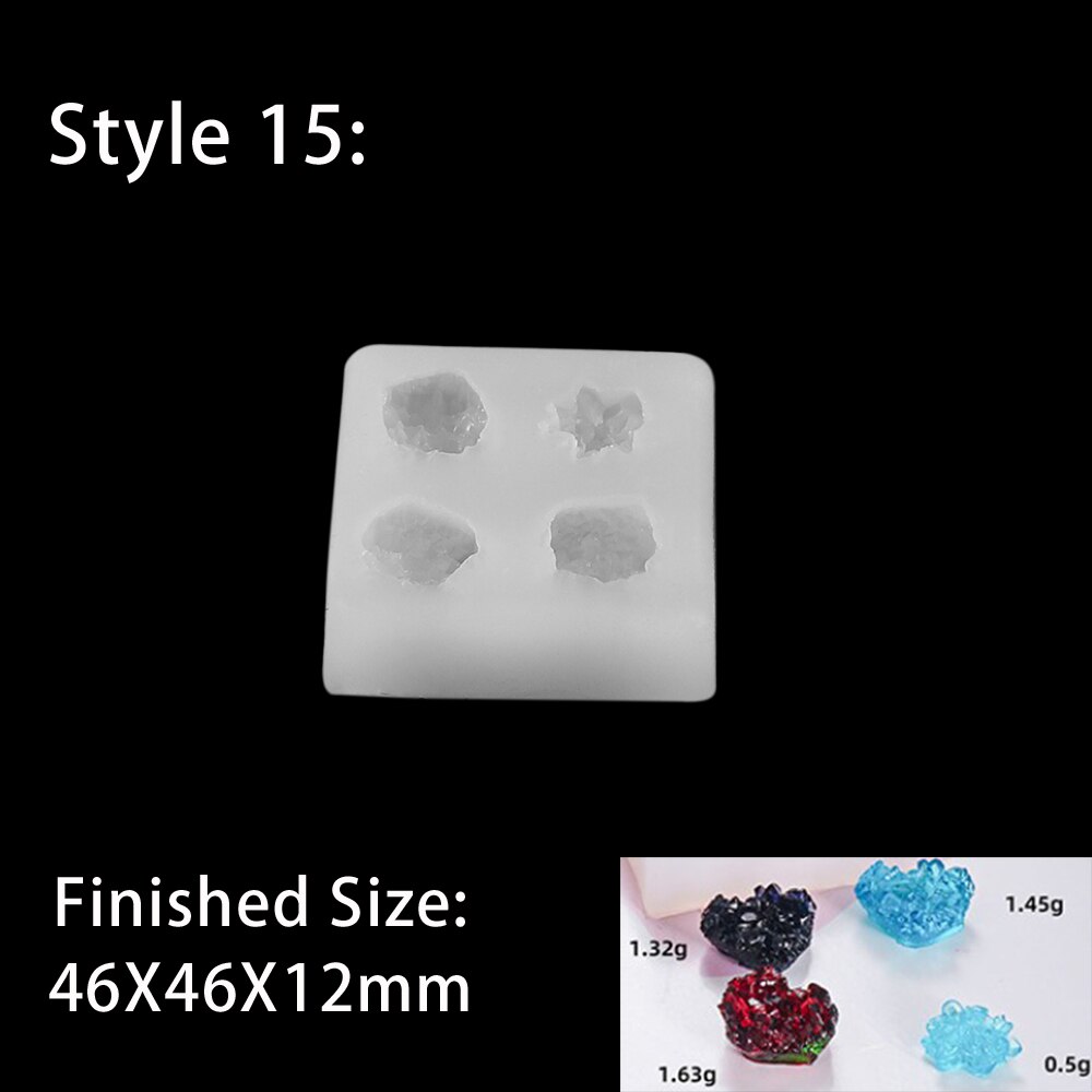 20 stylów wyczyść rudy bryła kryształowa epoksydowa formy żywiczne różne kształty Spar dla żywicy epoksydowej odlewania formy biżuteria silikonowa Making: style 15