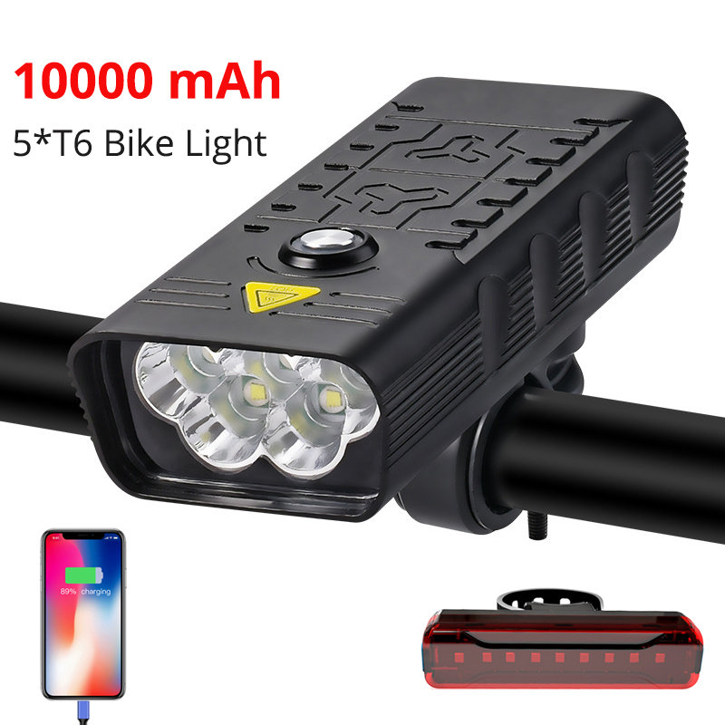 10000 mah cykellygte foran 5 t 6 3000 lumen cykellygte usb genopladelig kraftig lommelygte mtb lampe led forlygte baglygte