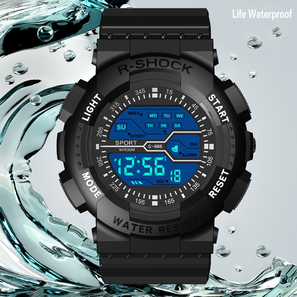 Mode Waterdichte Mannen Jongen Lcd Digitale Stopwatch Datum Rubber Sport Polshorloge Relogio Masculino Curren Horloge Reloj Hombre