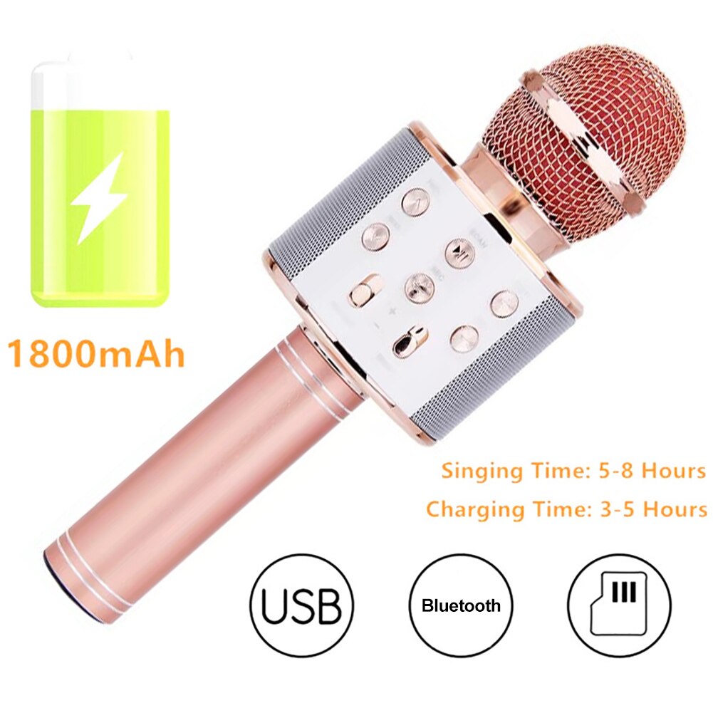 Bluetooth-compatible Wireless Speaker Handheld Microphone Karaoke Mic Music Player Singing Recorder KTV Microphone