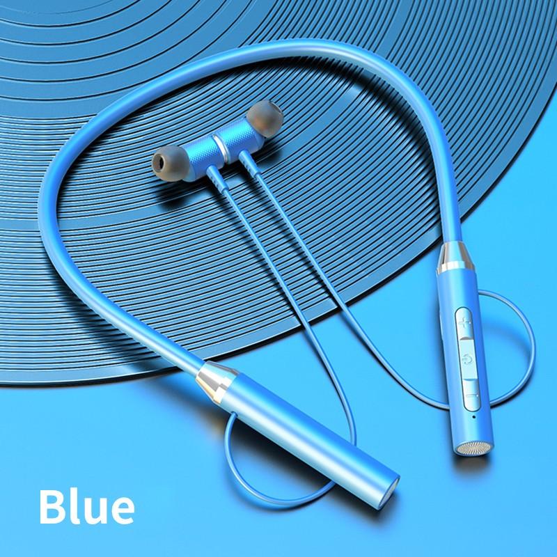 YD08-2 Bluetooth 5.0 Plug-In Kaart Opknoping Hals Headset Magnetische Sport Ultra-Lange Levensduur Batterij In-Oor bluetooth Headset Oortelefoon: Blue no carton