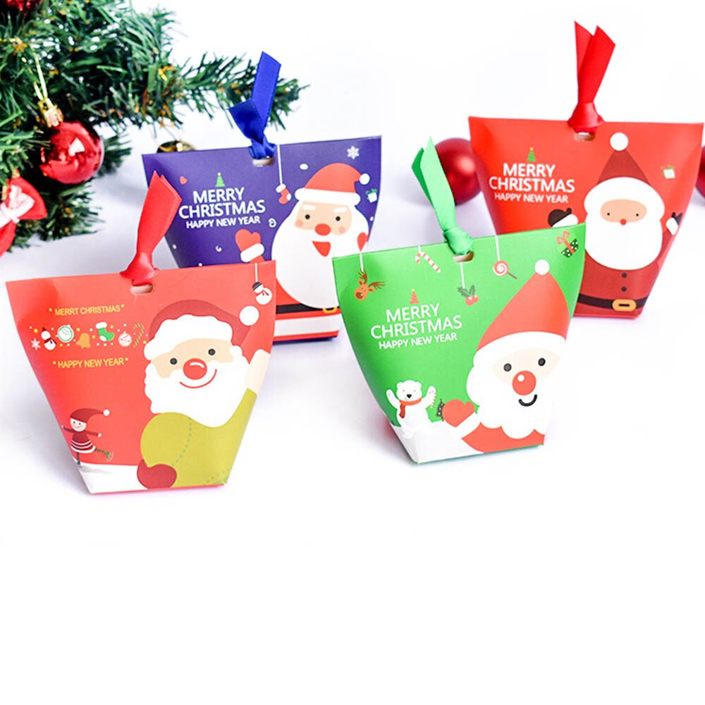 12 teile/satz Weihnachten Kasten Apfel Kasten Weihnachten Dekoration Für Heimat Santa Claus aufbringen Leder Seil Süssigkeit Papier Tasche