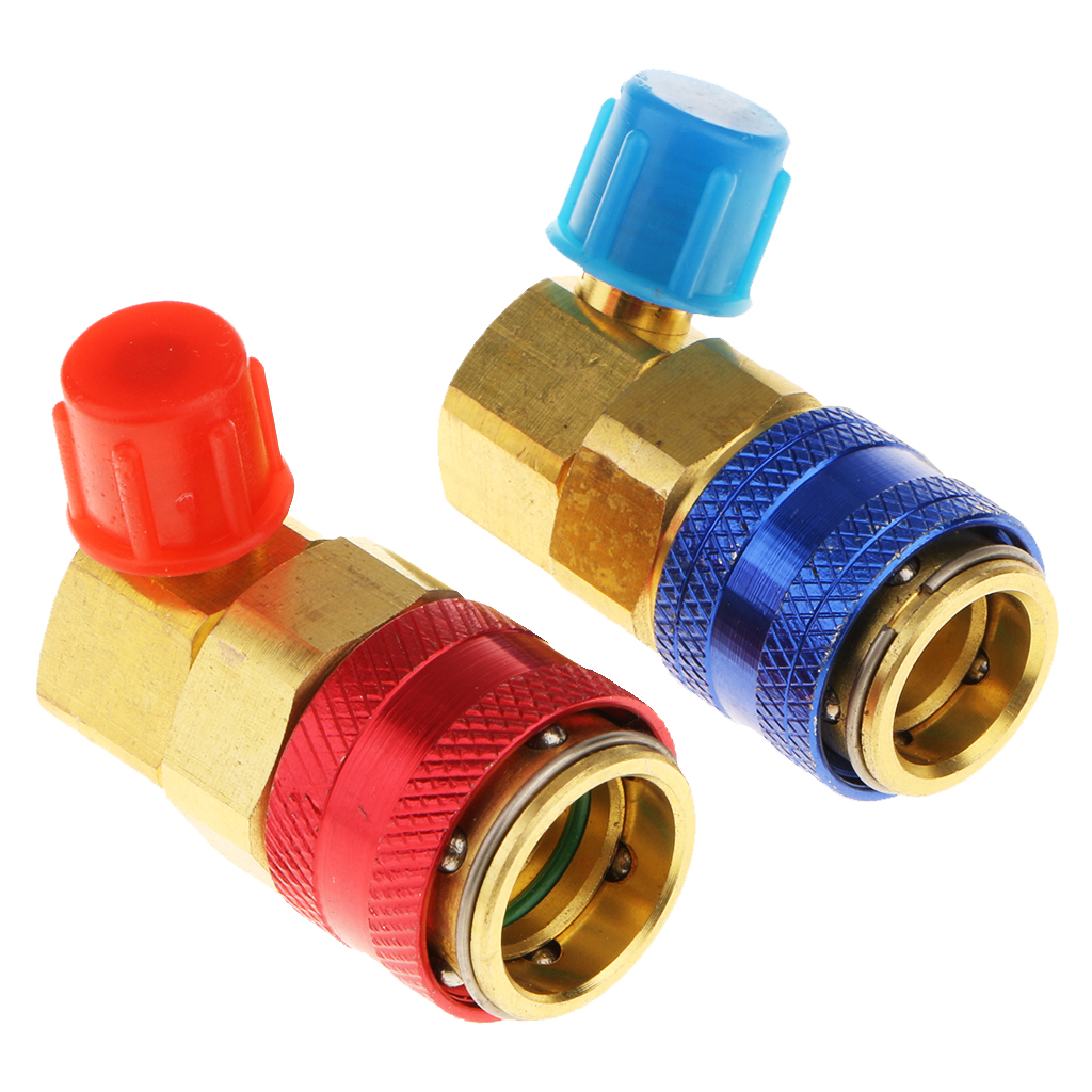 Par de conectores rápidos para coche, Kit de adaptador acoplador para HVAC 1/4 R134a Hi Low Air acondicionado