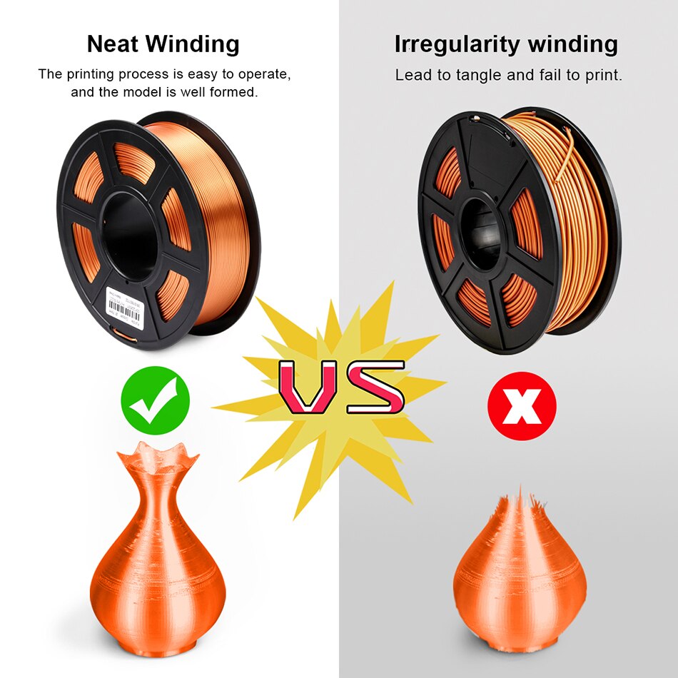 SUNLU SILK PLA Filament 1.75mm 1kg 3d Printer Filament Silk Texture 3d Printing Material Plastic PLA Dimension Accuracy +/-0.02