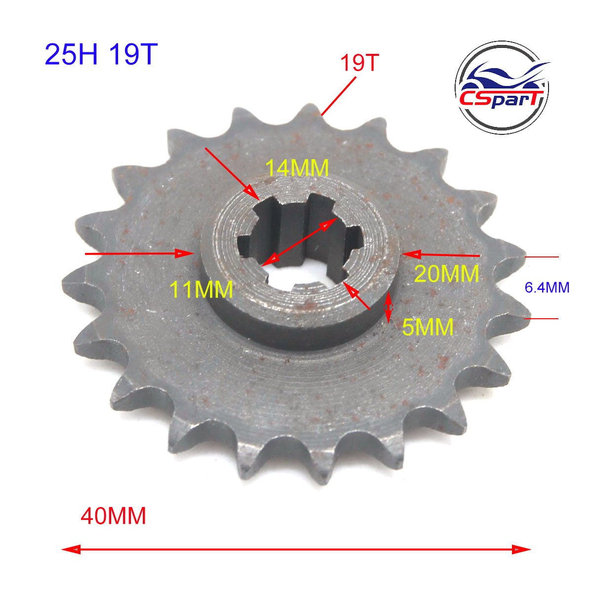 15 19 25 15T 19T 25T Tooth Teeth 6MM 25H Front Sprocket 47CC 49CC Mini Moto Dirt Pit Bike Parts: 19T