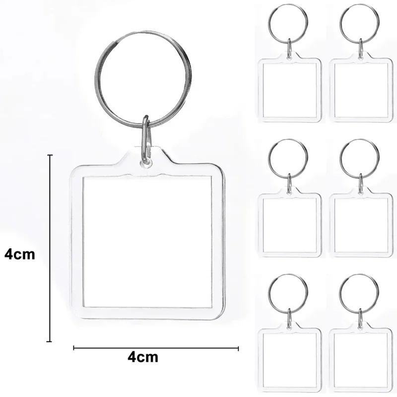5/50 Stück transparenter Fotorahmen-Schlüsselanhänger, Quasten, schnappen-in, individueller Einsatz, Foto-Acryl-Rohling-Schlüsselanhänger, klarer leerer Bild-Anhänger