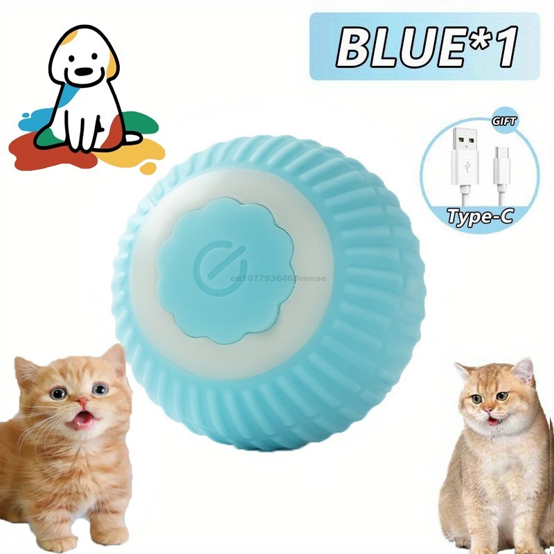 Pelota eléctrica para gatos, pelota rodante automática, cola de imitación, juguete interactivo recargable para mascotas, entrenamiento para perros y gatos, juguetes para mascotas con ratón de imitación: Gris