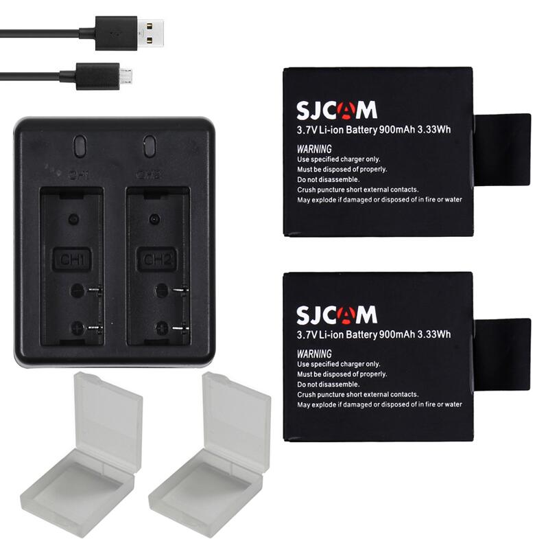 Sjcam Sj4000 Eken H9 GIT-LB101 Git Batterij Sj5000 Sj6000 Sj7000 SJ8000 SJ9000 Batterij + Dual Usb Charger: 2battery withcharger