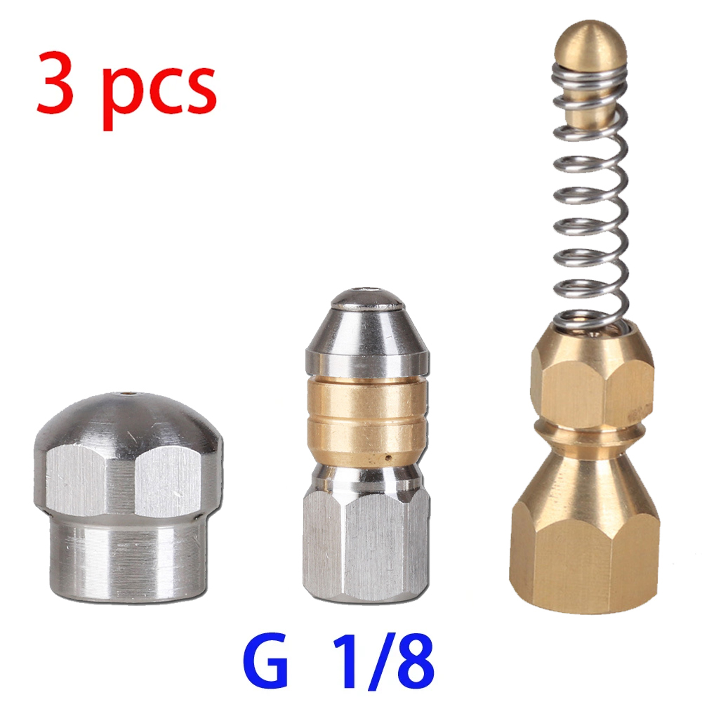 High Pressure Cleaner Sewer Drain Sewer Cleaning Nozzle Accessories 1/8 Inch Stainless Steel Quick Plug Drain Hose Nozzle Tools: Orange