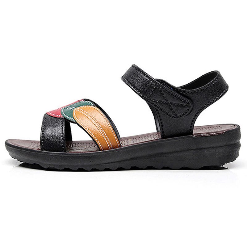 Kvinder sandaler flade sandalier mujer læder kiler sko sommersko hook&loop dame strand hjemmesko bløde sandalen damer