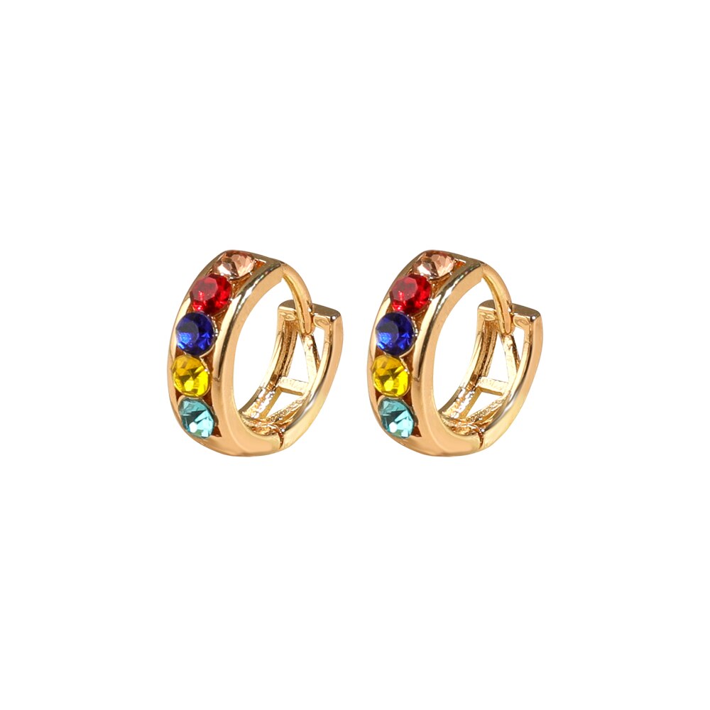 Luksus cubic zirconia hoop øreringe til kvinder flerfarvet udsagn cz krystal huggie øreringe guldfarve bryllups smykker: 1