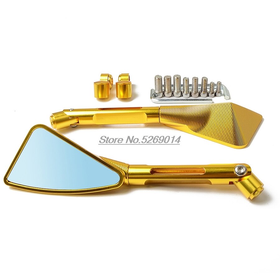 CNC Machining Process Aluminum Motorcycle Mirrors Side mirror for Racer Parts Suzuki Bandit 400 Chopper Accessories Jawa 250: Gold