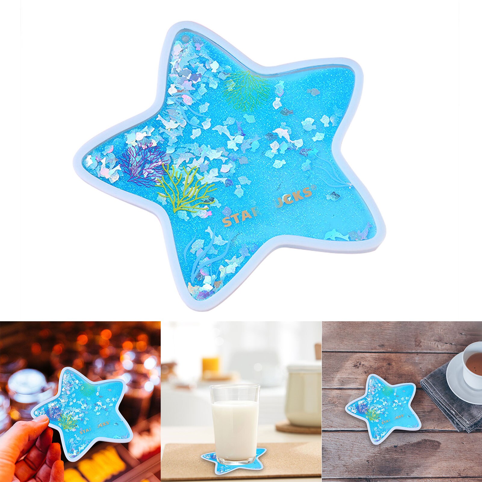 Leuke Siliconen Coaster Non Slip Oceaan Regenboog Quicksand Onderzetters Anti-Brandwonden Antislip Siliconen Coaster Geschikt Voor Living kamer