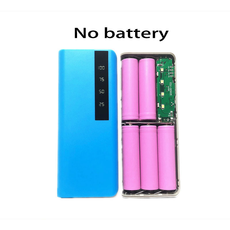 5*18650 Power Bank Shell Case Battery Charger Box Phone External Charger Shell DIY Kit with LED Light Charging Digital Display: Blue No Battery