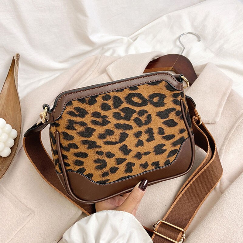 Vintage Luipaard Pu Lederen Schoudertassen Voor Vrouwen Winter Trend Streep Kleine Crossbody Bag Branded Vrouwelijke Handtassen: Brown leopard