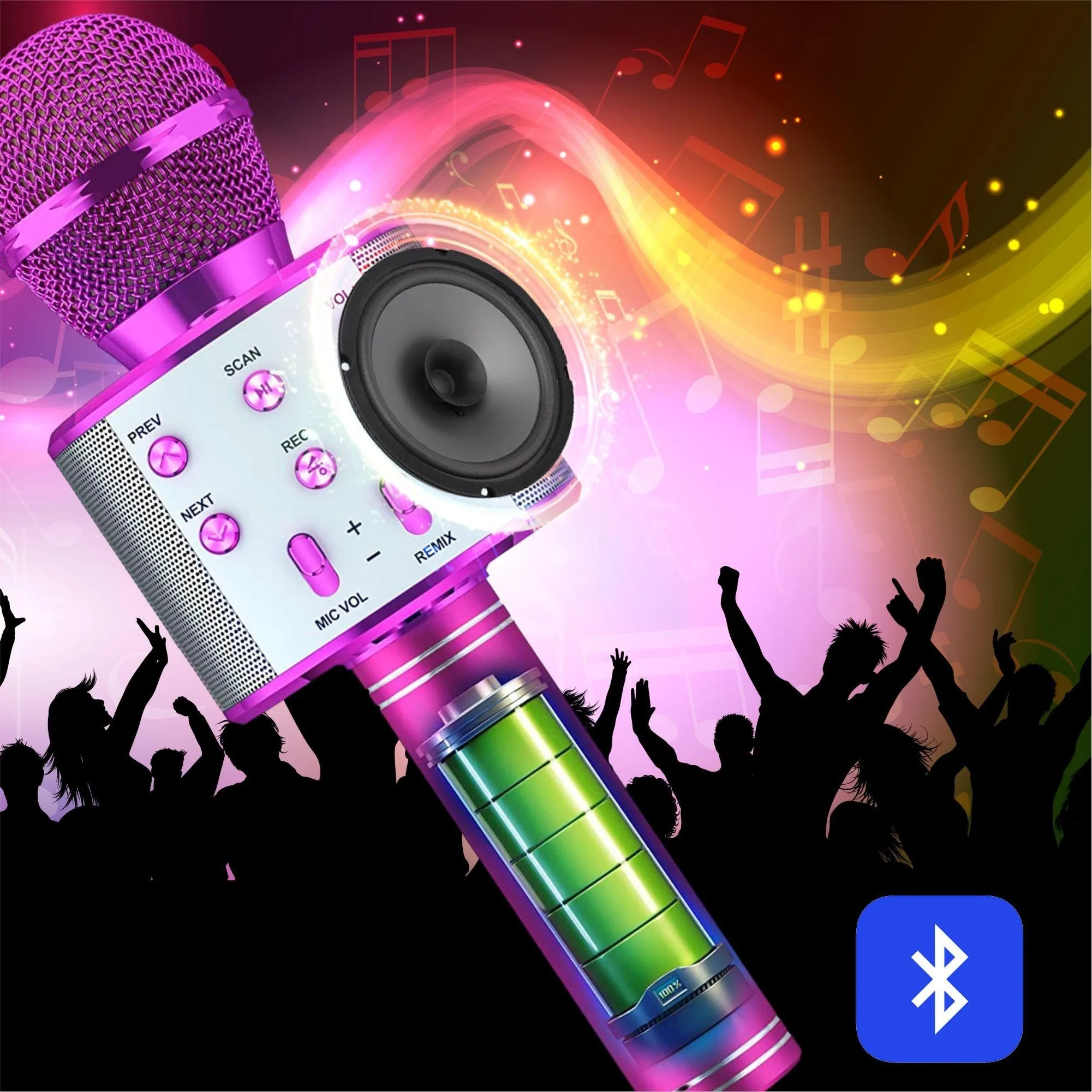 Wireless Bluetooth Karaoke Microphone,3-in-1 Portable Handheld Karaoke Mic Speaker Machine Home Party Birthday