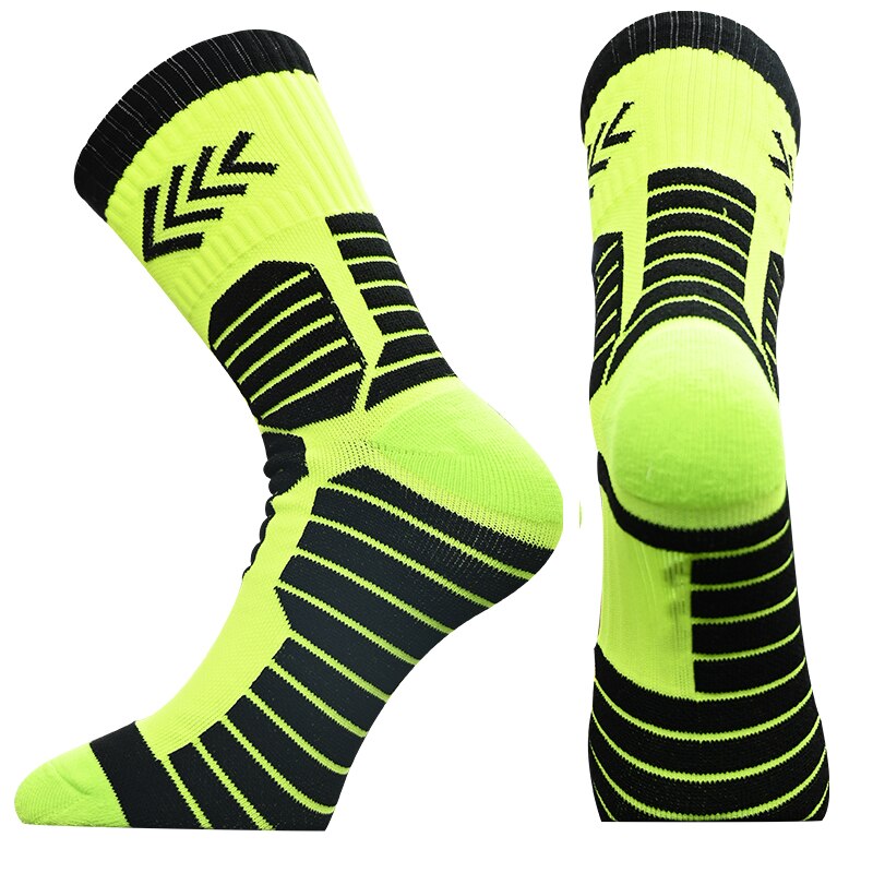 1 Pair Newest Compression Socks Thickened Towel Bottom Basketball Socks Middle calcetines Cycling Sports Socks: Green Black