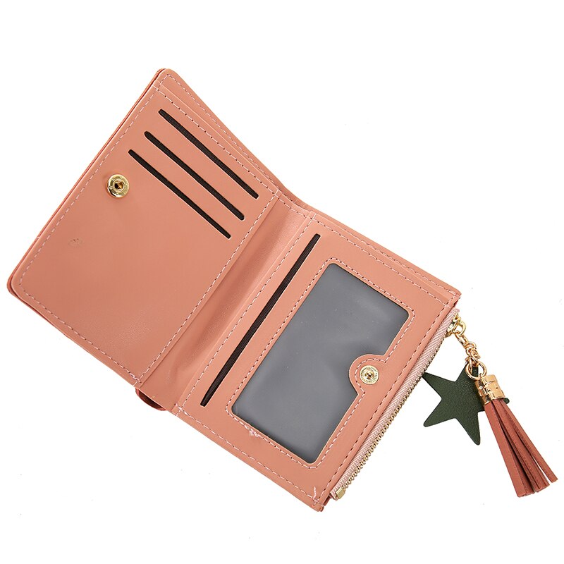 Wallet Women Newest Heart Tassel Leather Wallet Female Wallet Zipper Solid Lady Purse Card Holder Bag
