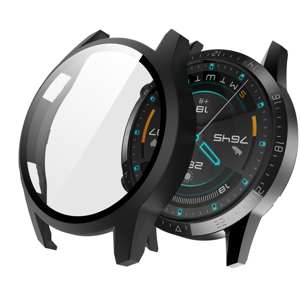Herdet glass deksel for huawei watch  gt 2 46mm stk urskive skala beskyttende etui skjermbeskytter klokke skall smartklokke tilbehør: C-svart
