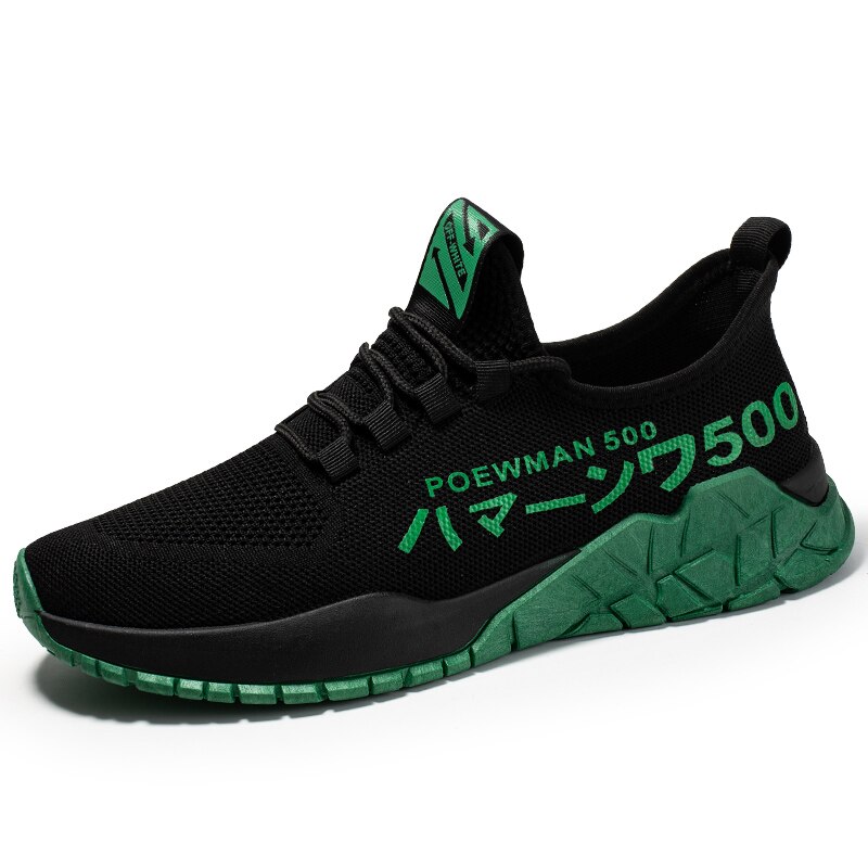 Åndbare huller mand fritidssko mænd sneakers snøre mænd vulkanisere sko behagelige efterår flade sko mandlige: Grøn / 8.5