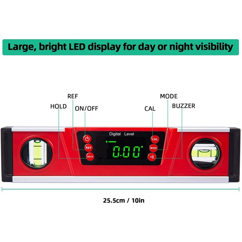 Digital Level,Digital Spirit Level High Precision Magnetic Aluminum Alloy Casting Function Gradient Measuring Instrument