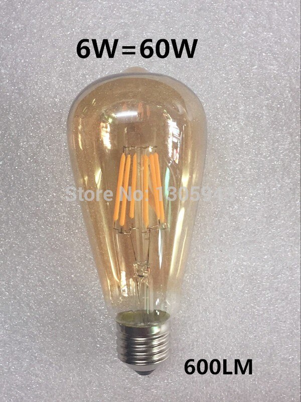 ST64 LED 2W 4W 6W 8W dimmable Gold Filament bulb E27 B22 Light 220V 110V Vintage Edison Bulb Lamp Retro Gold Glass Appearance