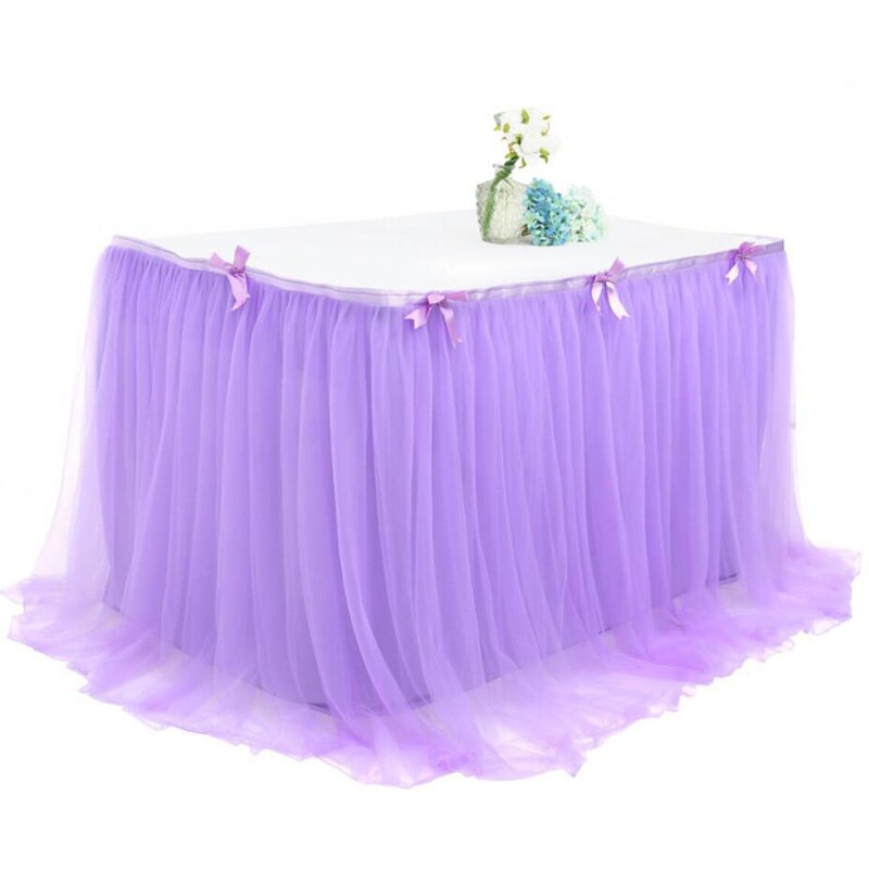 Table Skirt Wedding Party Tutu Tulle Tableware Cloth for Birthday Banquet Baby Shower Festival Table Skirts Cover Home Decor: 76x190CM / Purple