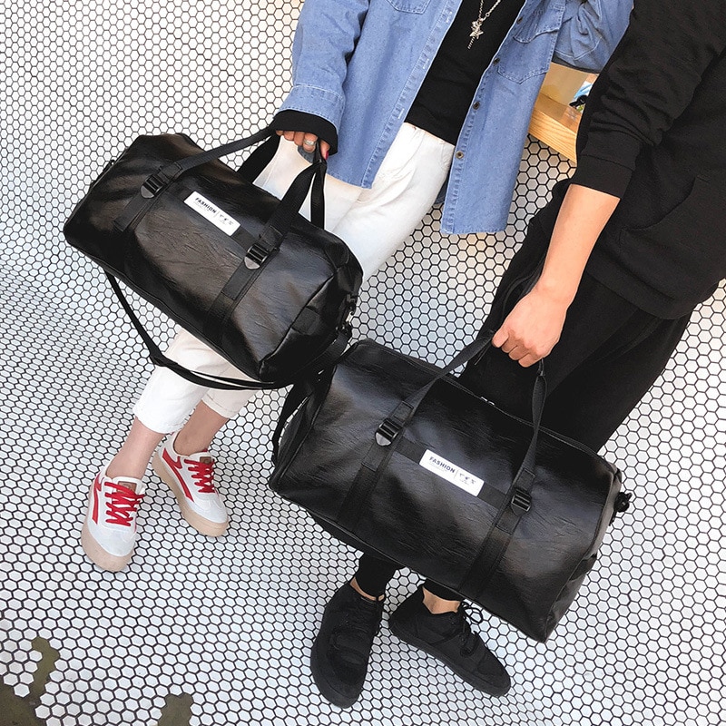 Unisex Pu Reistassen Zachte Lederen Handtassen Grote Capaciteit Bagage Tas Sport Gym Tassen Met Schoenen Zakken Fitness Tas XA269M