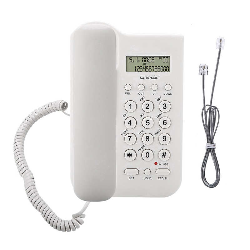 Teléfono Fijo de pared, soporte de teléfono fijo FSK/DTMF, sistema Dual de escritorio, con cable, fijo, para casa, oficina, Hotel de negocios: Blanco