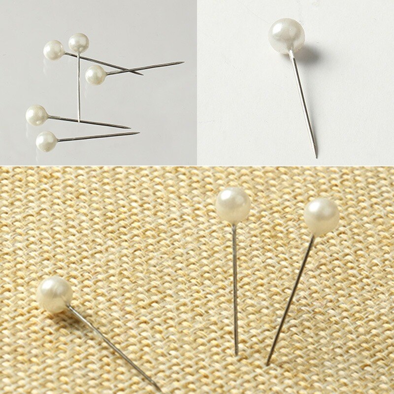 100Pcs Parel Naald Ronde Hoofd Kleding Naald Diy Decoratie Ambachten Bruiloft Broche Naald Naald Positionering Doos