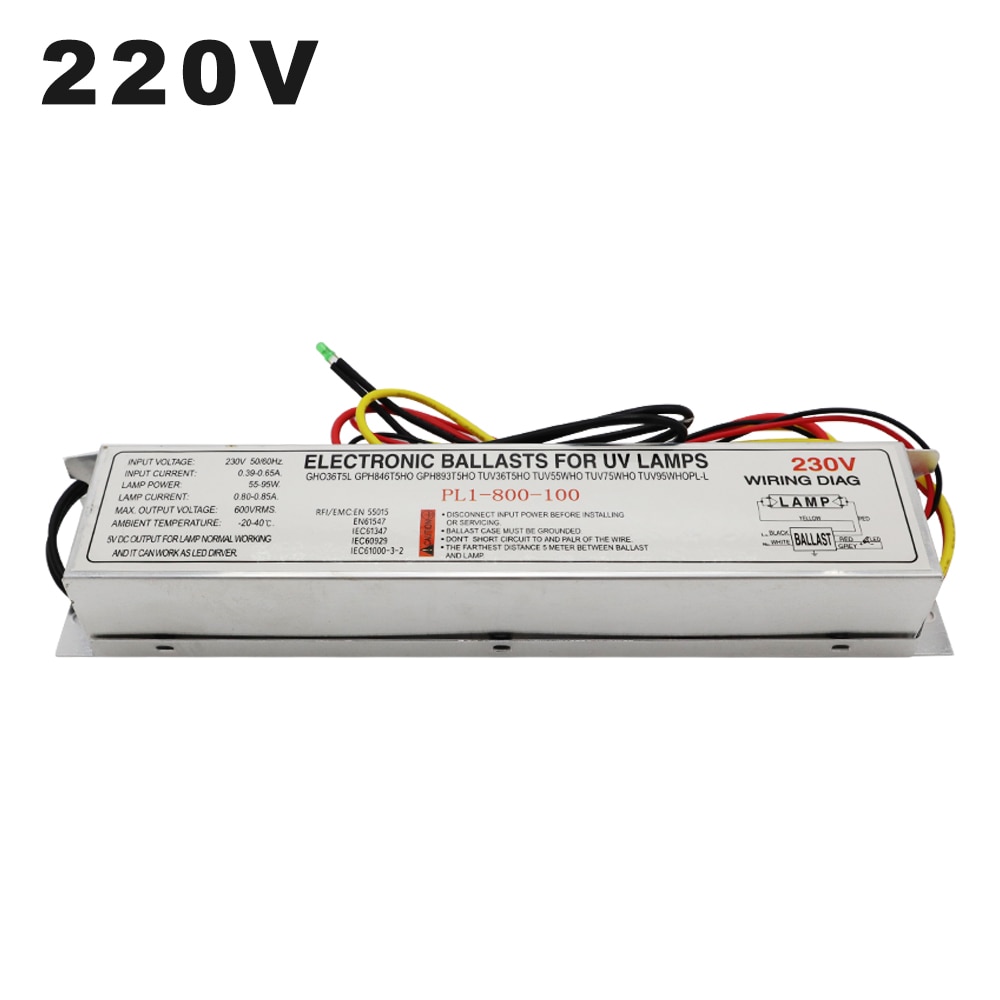 220V 230V 21-40W 55W-95W Elektronische Ballast Gewijd Led Driver DC5V Uitgang gelijkrichter Voor Ultraviolet Lamp Uv Kiemdodende Licht